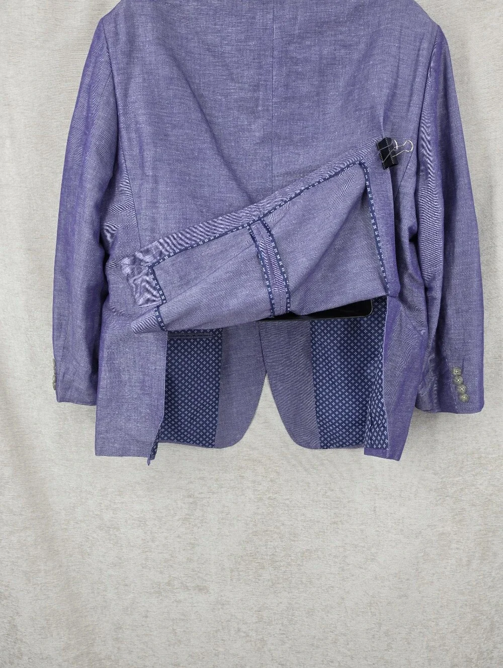 Alan Flusser Linen Cotton Purple Men's Blazer Jacket Sport Coat Two-Button